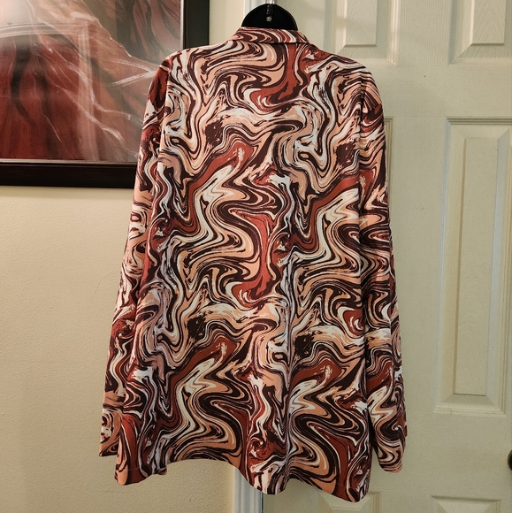 New Marble Design Open Front Plus Size  Blazer Jacket - Picture 3 of 11
